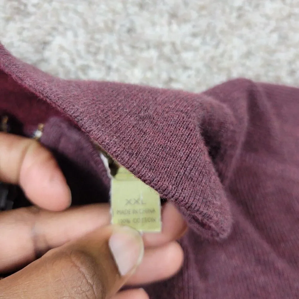 Tommy Bahama Sweater Mens 2XL Burgundy 1/4 Zip Preppy Long Sleeve Marks*